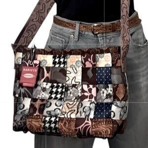 Harveys Patchwork Polka Dot Animal Leopard Print Seatbelt Crossbody Shoulder Bag